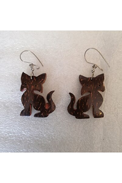 Butik Tülin Authentic Handmade Natural Coconut Shell Cat Earrings 5X2.5 Made ...