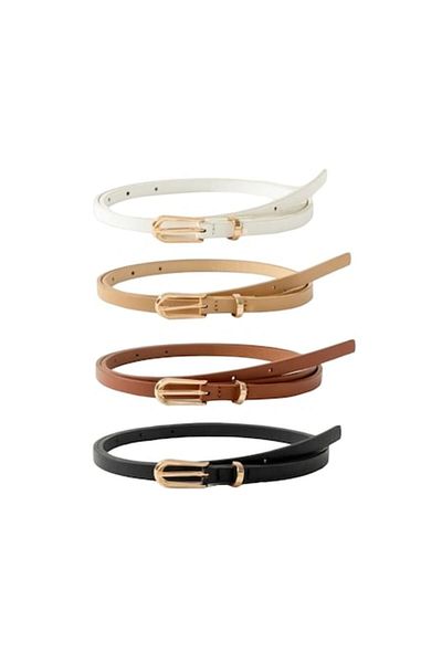 The Casius. Set 4 x Curele minimaliste subțiri, potrivite pentru rochie sau pantaloni, 102 cm, multicolore