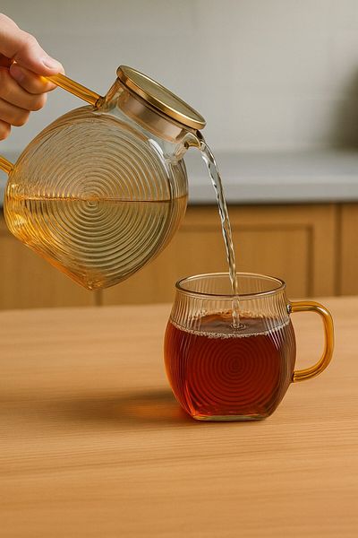 Qerhome Borosilicate Glass Amber Snail Patterned Glass 6 Pieces 300 ml