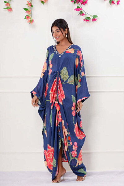 HashtagBe Blue Floral Print Kaftan