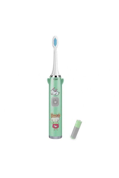 SIKS Electric Toothbrush for Children, 1 Intensity Level, Soft Bristles, Battery Operated, Green
