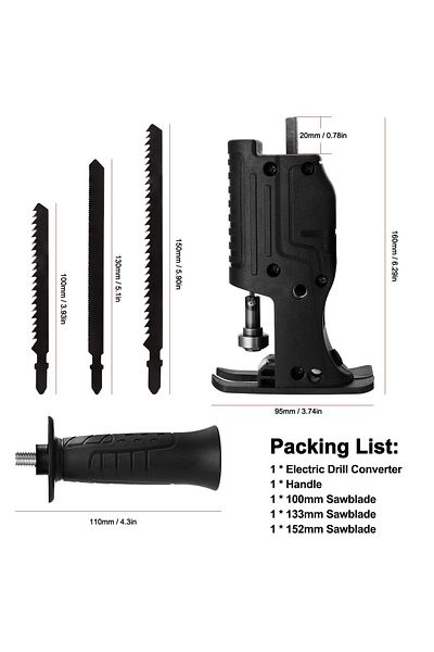OEM Electric saw adapter, 3 blades, black, metal