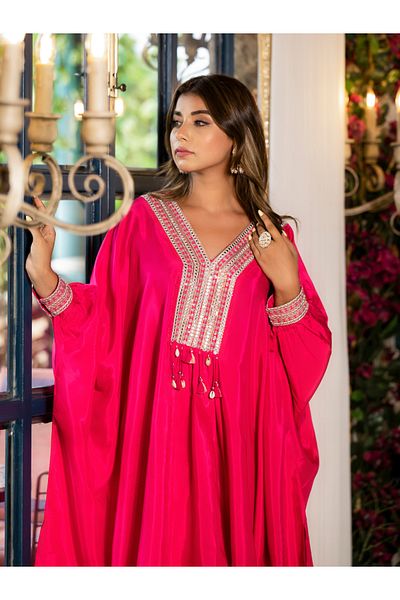HashtagBe Solid rani short kaftan co-ord set and matching pants