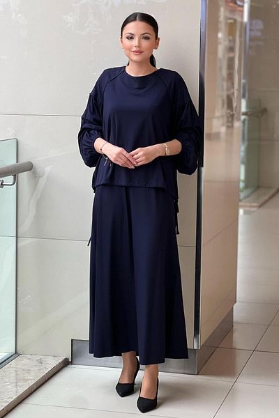 Ceremony Bamboo Gathered Short Tunic Skirt Set with Front and Back