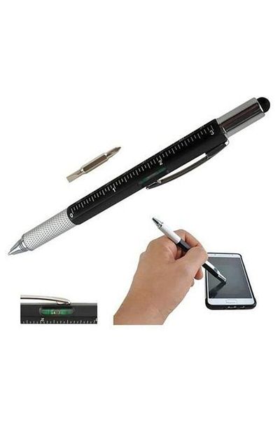 OEM 6 in 1 Multifunctional Pen Ruler, 2 Screwdrivers, Touchscreen Pen, Spirit Level