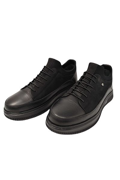 JAMES FRANCO 1502 Leather Stretch Casual Shoes Black