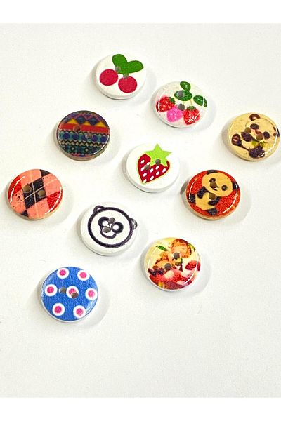 karantuhafiye Baby Button / Wooden Baby Button Model 1 / 10 Pcs / # 9