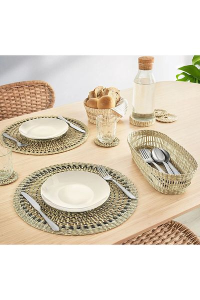 IKEA ΠΟΙΟΤΗΤΑ 4 τεμάχια στρογγυλό αμερικανικό σερβίτσιο διάμετρος 37 cm Ikea Σετ 4 πιατολάκια Supla Μαξιλαράκι Ψάθινο Βότανο