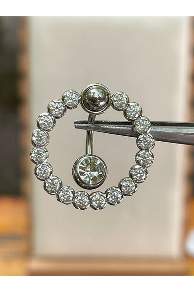 Rupen Kraft 316 L Surgical Steel Diamond Cut Zircon Stone Belly Piercing