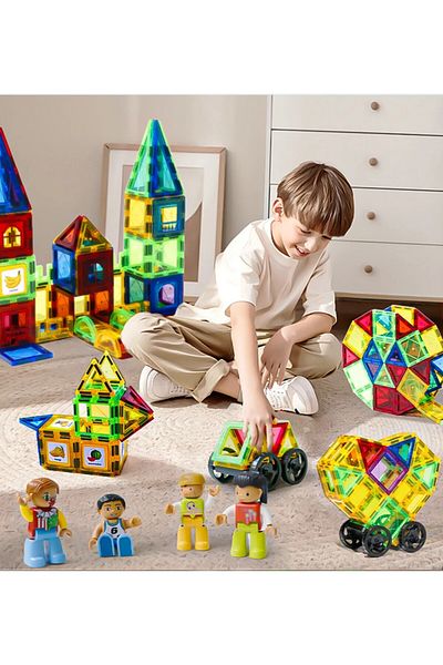 OEM Magnetic Tiles 3D Construction Set, educational toys, Magnetic Elements, assembly options, 60 pieces