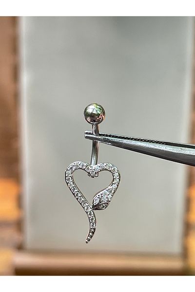 Rupen Kraft 316 L Surgical Steel Snake Heart Model Zircon Stone Belly Button Piercing