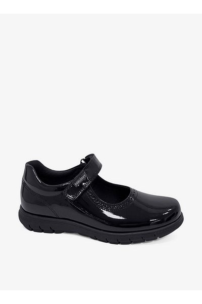 Pablosky Girls' Leather School Shoes with Hook and Loop Closure