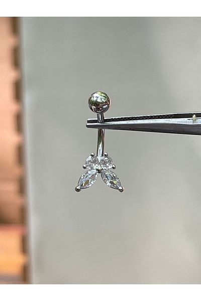 Rupen Kraft 316 L Surgical Steel Butterfly Model Belly Piercing with Shiny Zircon Stone