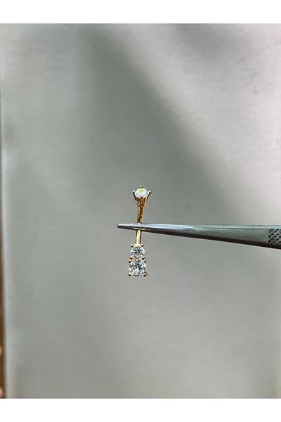 Rupen Kraft 316 L Surgical Steel Double Zircon Stone Navel Piercing