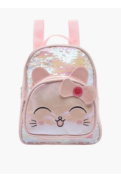 Flora Bella by Shoexpress Sequinned Backpack with Adjustable Straps and Zip Closure - 15x27x23 cm