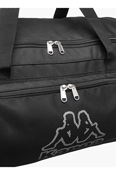 Kappa Logo Print Duffle Bag with Detachable Strap and Zip Closure