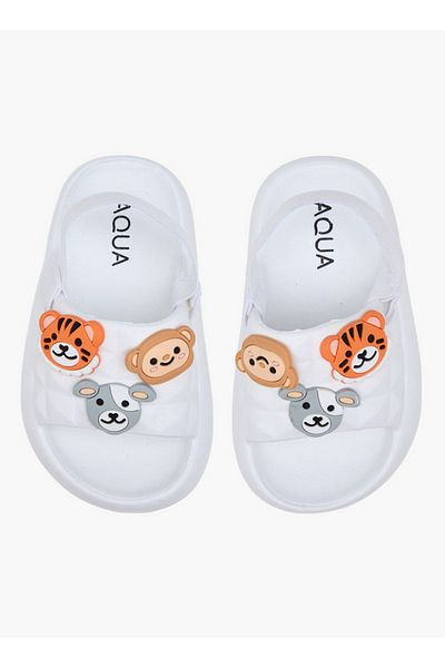 Aqua Boys Animal Applique Sandals with Elastic Backstrap