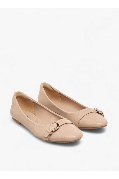 Celeste Women's Textured Slip-On Ballerina Shoes with Buckle Accent