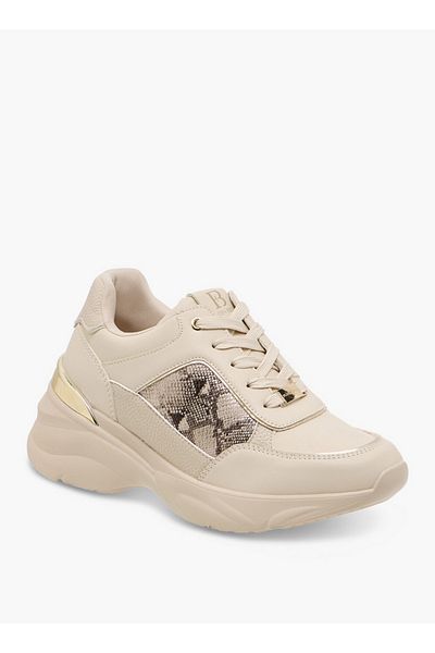 Flora Bella by Shoexpress Women's Animal Print Sneakers with Lace-Up Closure and Chunky Heels
