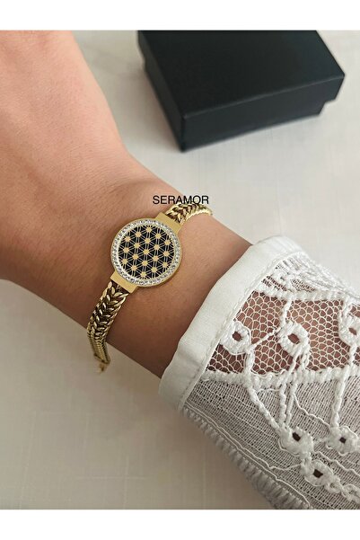 SERAMOR سوار زهرة الحياة بسلسلة شبكية من الفولاذ المقاوم للصدأ