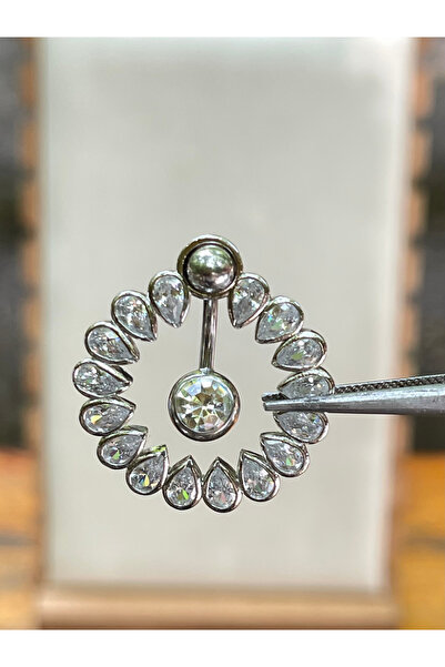 Rupen Kraft 316 L Cerrahi Çelik Baget Kesim Zirkon Taşlı Göbek Piercingi