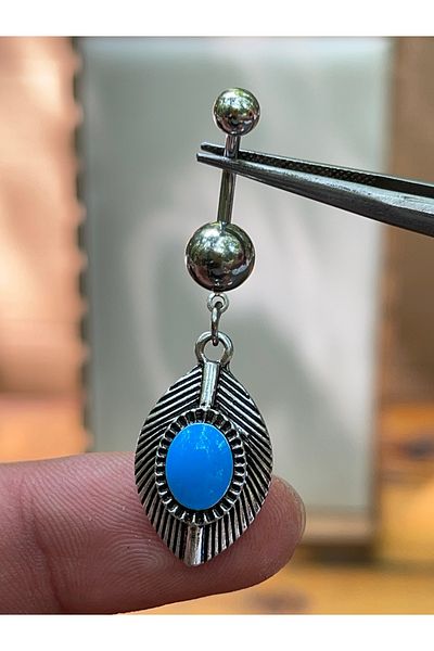 Rupen Kraft 316 L Surgical Steel Blue Stone Drop Model Embroidered Navel Piercing