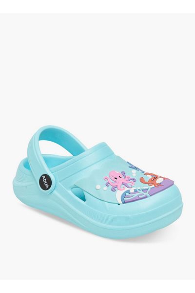 Aqua Girls Animal Applique Clogs with Backstrap