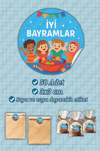 sanatıbedi 50 Pieces of Happy Holidays Themed Stickers - Waterproof Holiday Gift Packaging Labels