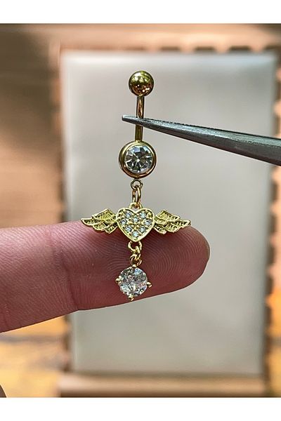 Rupen Kraft 316 L Surgical Steel Winged Heart Model Gold Belly Button Piercing