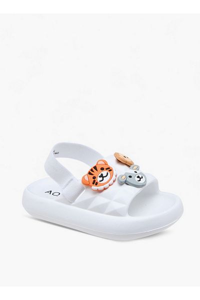 Aqua Boys Animal Applique Sandals with Elastic Backstrap