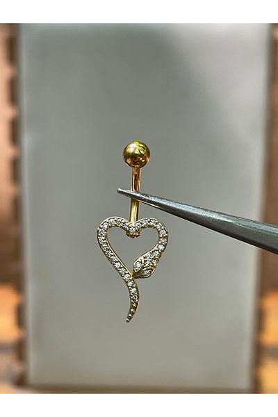 Rupen Kraft 316 L Surgical Steel Snake Heart Model Zircon Stone Belly Button Piercing