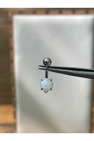 Rupen Kraft 316 L Surgical Steel Opal Stone Silver Color Navel Piercing