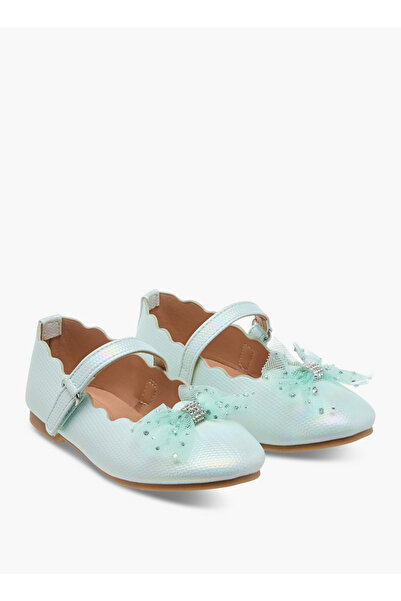 Juniors Girls Bow Accent Ballerina Shoes with Hook and Loop Closure