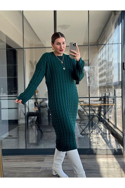 POİNE Rochie lungă de damă, cu decolteu, împletită de păr