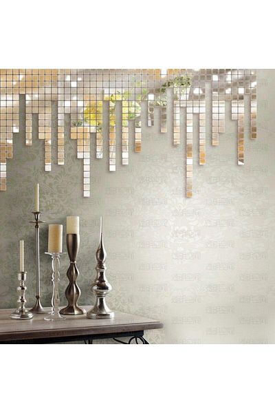 OEM Set of 100 Self-Adhesive Mirrors for Wall Decoration, Square Shape, 2x2 cm