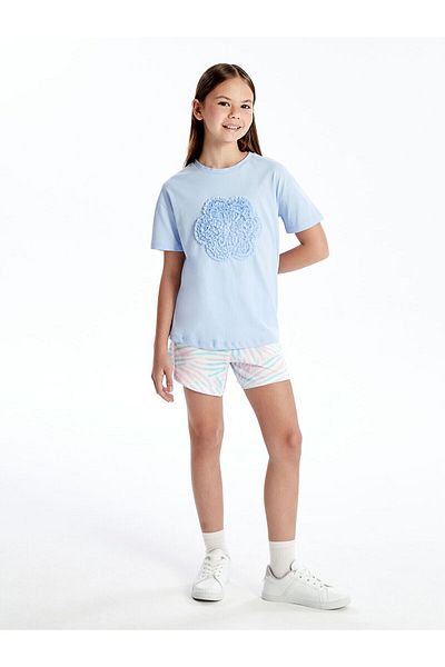 LC Waikiki Batik Patterned Girl's Shorts with Elastic Waist