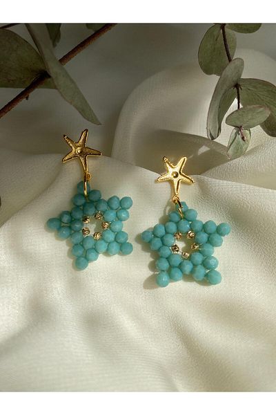 sabiha aksesuar Crystal Bead Chic Star Earrings