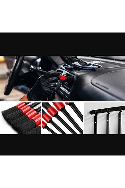 OEM Set of 5 car detailing brushes, made of plastic and nylon, bristle length 5 cm, full size