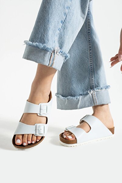 Sivarro Papuci cu cataramă unisex Fuga Comfort alb – ortopedici, ușori, talpă anti-alunecare
