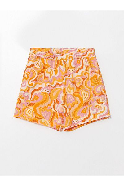 LC Waikiki Batik Patterned Girl's Shorts with Elastic Waist