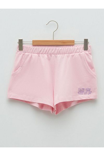 LC Waikiki Elastic Waist Printed Girl's Shorts