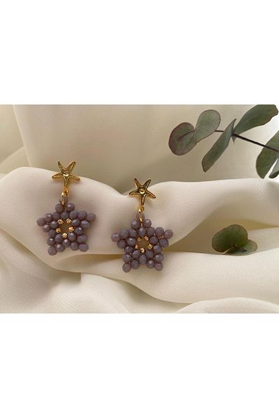 sabiha aksesuar Crystal Bead Chic Star Earrings