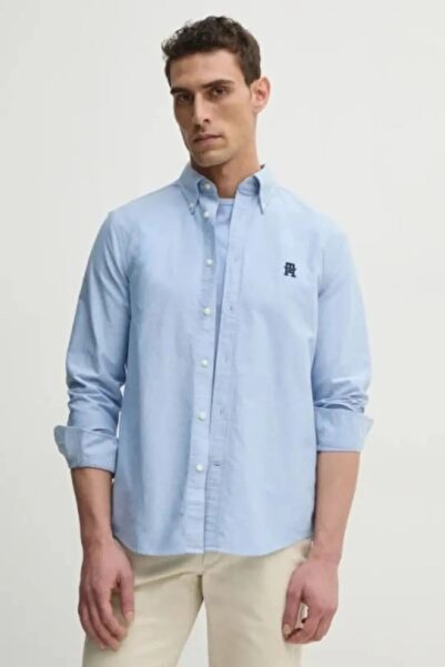 Tommy Hilfiger HERITAGE OXFORD IMD RF SHIRT Erkek Mavi Gömlek - MW0MW39235