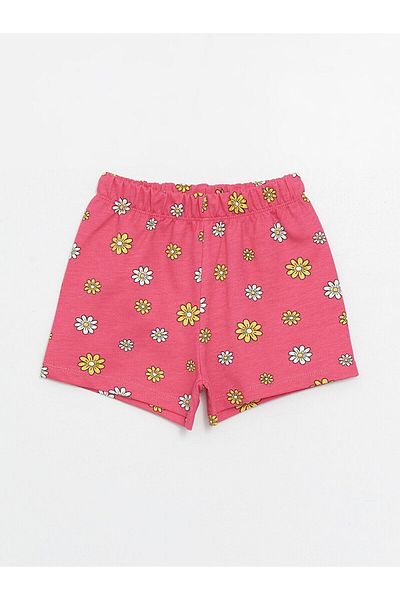 LC Waikiki Floral Baby Girl Shorts with Elastic Waist