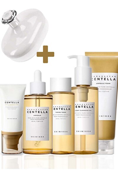 Skin1004 مجموعة العناية بالبشرة من سنتيلا - كريم الوقاية من الشمس بعامل حماية 30 50 مل، تونر 210 مل، زيت منظف 200 مل، أمبولة 10