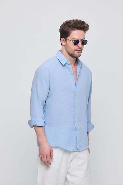 geio Men's Oversize Cut Linen Shirt