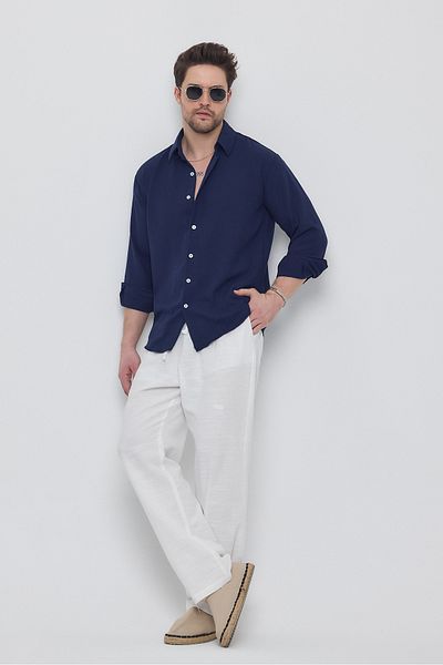 geio Men's Oversize Cut Linen Shirt