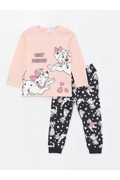 LC Waikiki Crew Neck 101 Dalmatian Printed Baby Girl Pajamas Set