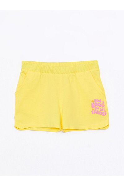 LC Waikiki Elastic Waist Printed Girl's Shorts