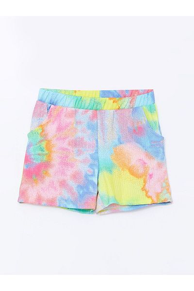 LC Waikiki Batik Patterned Girl's Shorts with Elastic Waist